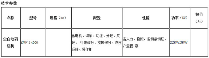 全自動碼坯機技術參數